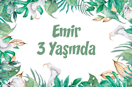 Bitkiler Temalı Doğum Günü Afişi -3 100X150 cm