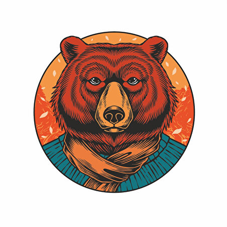 Ayı Sticker 10x10 cmRenkli Sticker