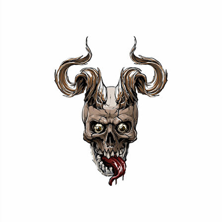 Boynuzlu iskelet Sticker 10x10 cmRenkli Sticker