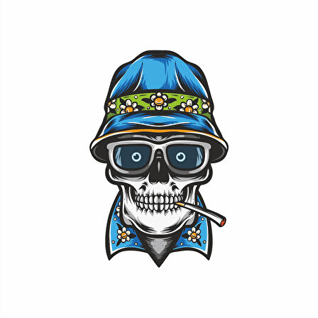 Tatilci iskelet Sticker 10x10 cmRenkli Sticker