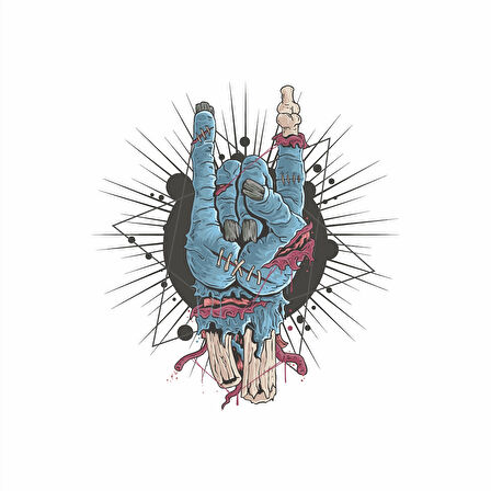 Rokcu Zombi Sticker 10x10 cmRenkli Sticker