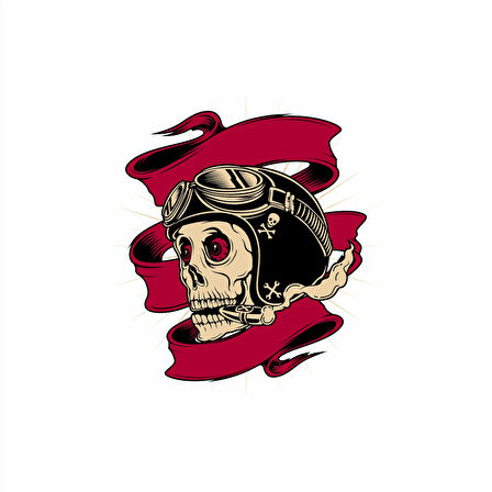 Uçak Süren Kurukafa Sticker 10x10 cmRenkli Sticker