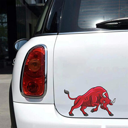 Kızgın Boğa 1 Sticker 10x10 cmRenkli Sticker