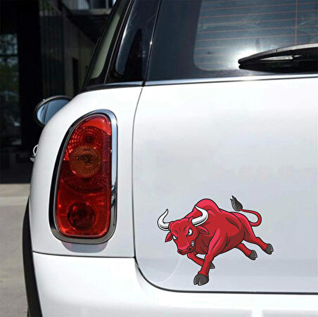 Kızgın Boğa 2 Sticker 10x10 cmRenkli Sticker