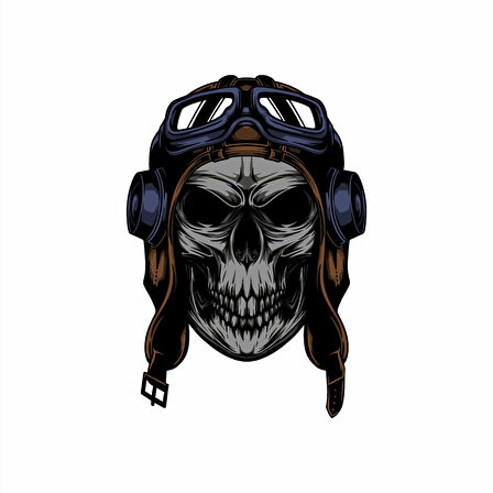 Motorcu Kurukafa Sticker 10x10 cmRenkli Sticker