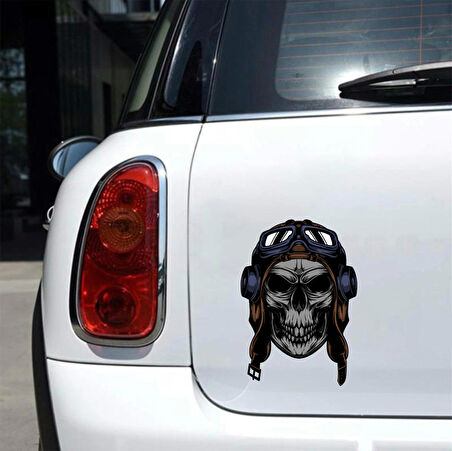 Motorcu Kurukafa Sticker 10x10 cmRenkli Sticker