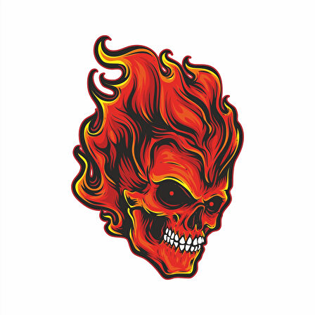 Alevli Kurukafa Sticker 10x10 cmRenkli Sticker