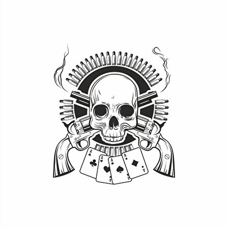 Kurukafa ve Silahlar Sticker 10x10 cmRenkli Sticker