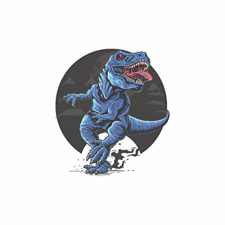 Mavi Dinozor Sticker 10x10 cmRenkli Sticker