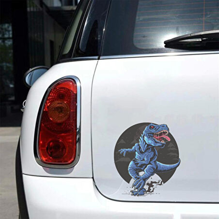 Mavi Dinozor Sticker 10x10 cmRenkli Sticker