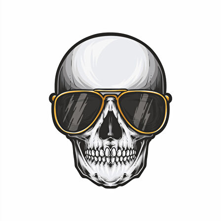 Havalı Kurukafa Sticker 10x10 cmRenkli Sticker