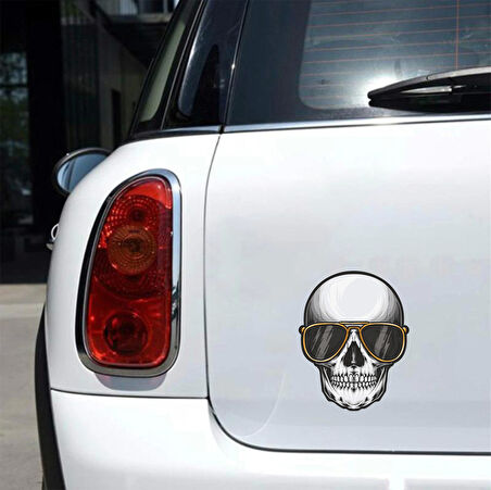 Havalı Kurukafa Sticker 10x10 cmRenkli Sticker