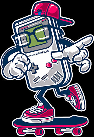 Kaykaycı Oyun Konsolu Sticker 10x10 cmRenkli Sticker