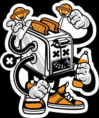 Ekmek Kızartma Makinesi Sticker 10x10 cmRenkli Sticker