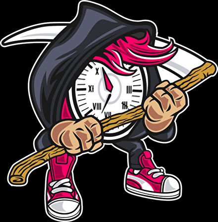 Havalı Saat Sticker 10x10 cmRenkli Sticker