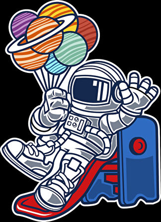 Kaydıraktan Kayan Astronot Sticker 10x10 cmRenkli Sticker