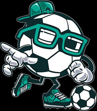 Futbolcu Top Sticker 10x10 cmRenkli Sticker