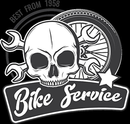 Bike Service Kurukafa Sticker 10x10 cmRenkli Sticker