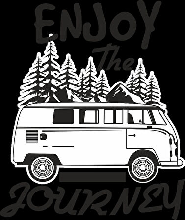 Dağ ve Karavan Sticker 10x10 cmRenkli Sticker