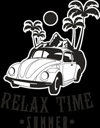 Eski Araba ve Palmiyeler Sticker 10x10 cmRenkli Sticker