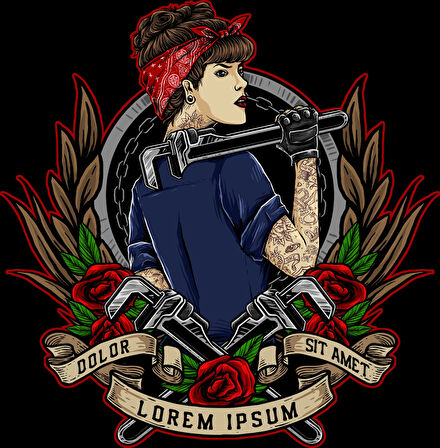 Dövmeci Kad?n Sticker 10x10 cmRenkli Sticker