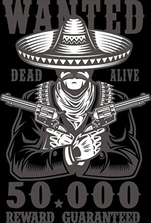 Wanted Aranıyor Sticker 10x10 cmRenkli Sticker