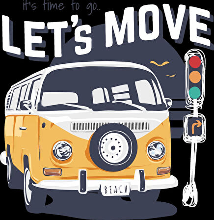 Lets Move Karavan Sticker 10x10 cmRenkli Sticker