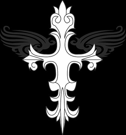 Kanat ve Haç Sticker 10x10 cmRenkli Sticker