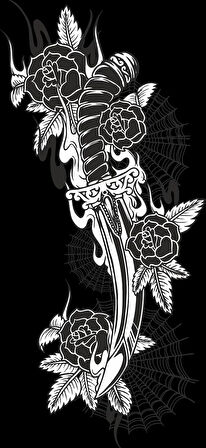 Gül ve Bıçak Sticker 10x10 cmRenkli Sticker