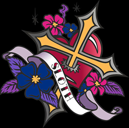 Sloth Haç Sticker 10x10 cmRenkli Sticker