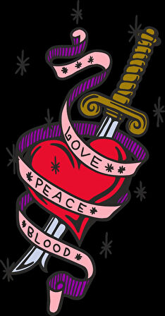 Love Peace Blood Sticker 10x10 cmRenkli Sticker