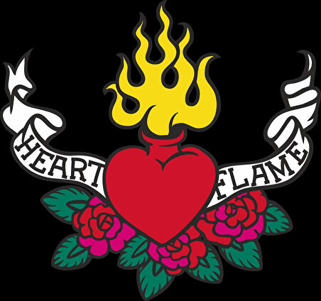 Alevli Kalp 2 Sticker 10x10 cmRenkli Sticker