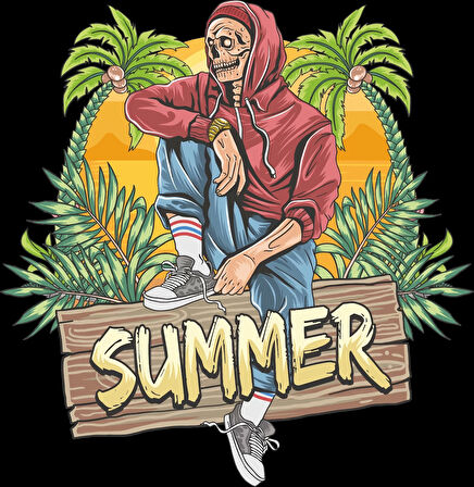 Kurukafa Yaz Sticker 10x10 cmRenkli Sticker