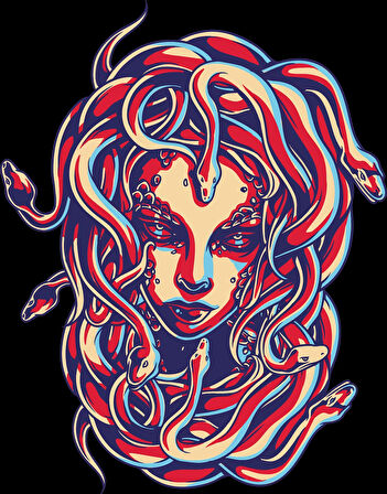 Medusa Sticker 10x10 cmRenkli Sticker