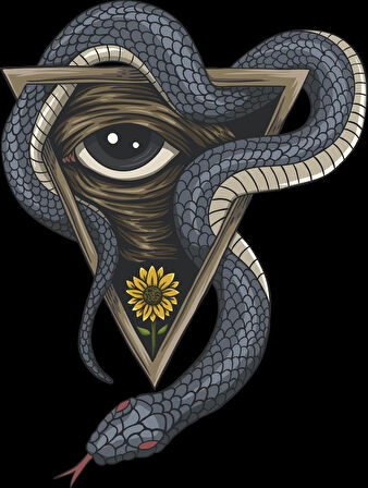 Üçgen İçinde Dolaşan Yılan Sticker 10x10 cmRenkli Sticker