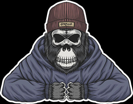 Bereli Goril Sticker 10x10 cmRenkli Sticker