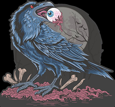 Karga ve Orman Sticker 10x10 cmRenkli Sticker