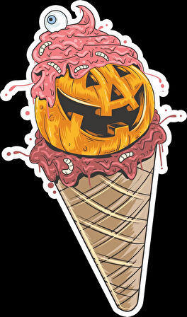 Dondurma ve Balkabağı Sticker 10x10 cmRenkli Sticker