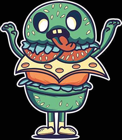 Yeşil Hamburger Sticker 10x10 cmRenkli Sticker