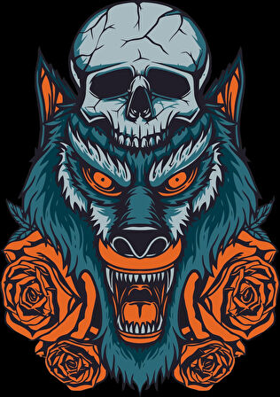 Kurt ve Kurukafa Sticker 10x10 cmRenkli Sticker