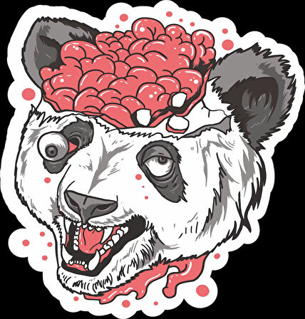 Zombi Panda Sticker 10x10 cmRenkli Sticker