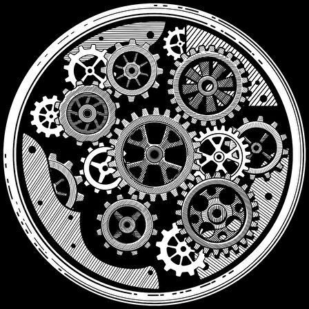 Mekanik Sticker 10x10 cmRenkli Sticker