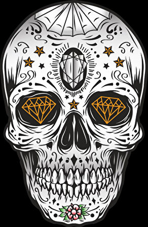 Desenler ve Kurukafa Sticker 10x10 cmRenkli Sticker