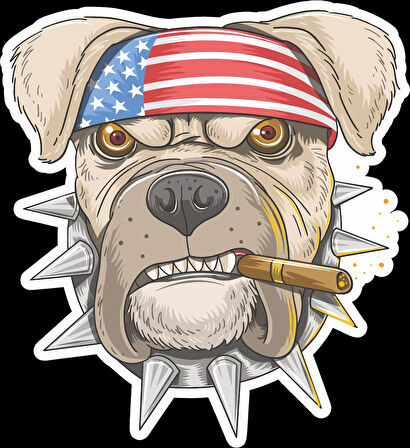 Bulldog 2 Sticker 10x10 cmRenkli Sticker