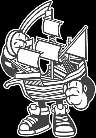 Gemi Sticker 10x10 cmRenkli Sticker