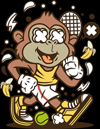 Koyu Yapan Maymun Sticker 10x10 cmRenkli Sticker