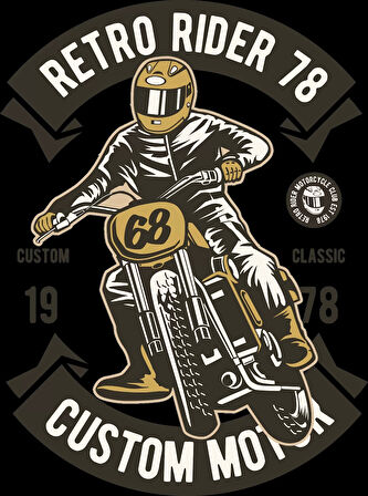 Retro Rider 78 Sticker 10x10 cmRenkli Sticker