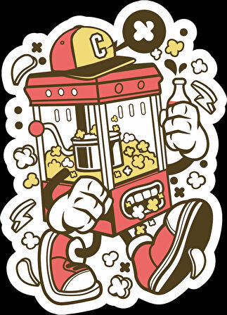 Mısır Makinesi Sticker 10x10 cmRenkli Sticker