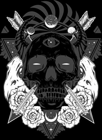 Kızılderili Kurukafa Sticker 10x10 cmRenkli Sticker