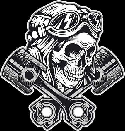 Mekanik Kurukafa Sticker 10x10 cmRenkli Sticker